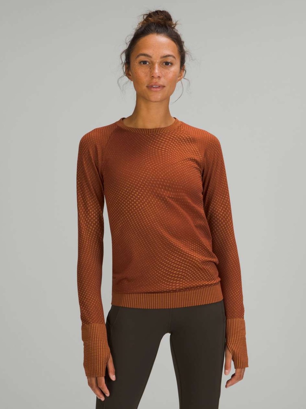 Lululemon Rest Less Pullover Grid Warp Date Brown / Desert Sun size M/L